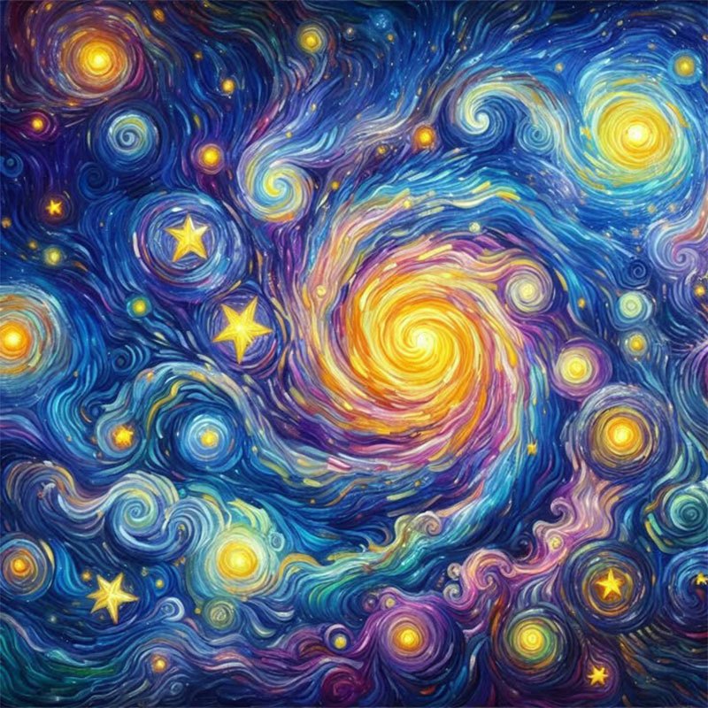 Photo Mosaic Print - Van Gogh Starry Night Whirlpool Diamond