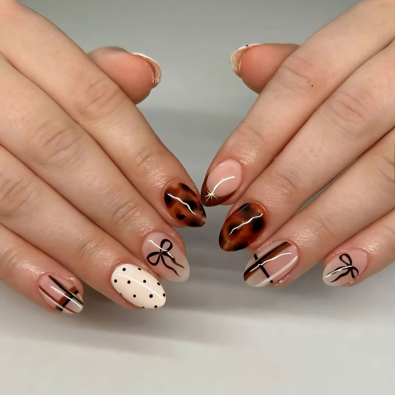 24pcs Flower False Nails Brown - Pressed Flower Art ulasan dan harga