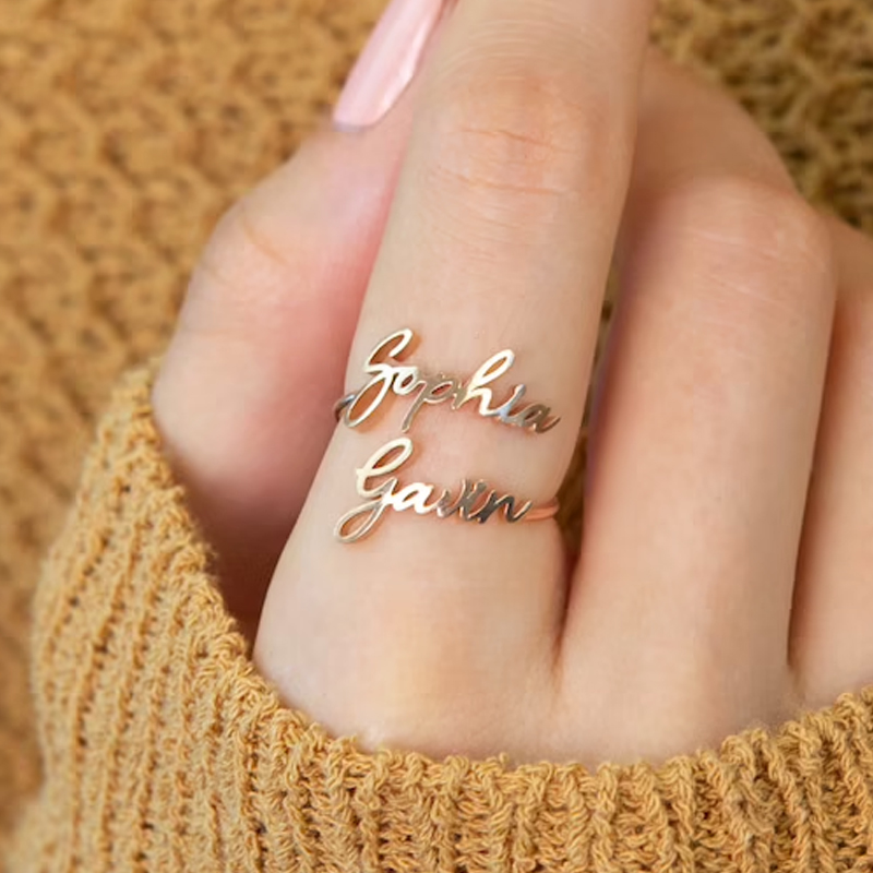 Custom Double Name Rings for W - Initial Ring Custom ulasan dan harga