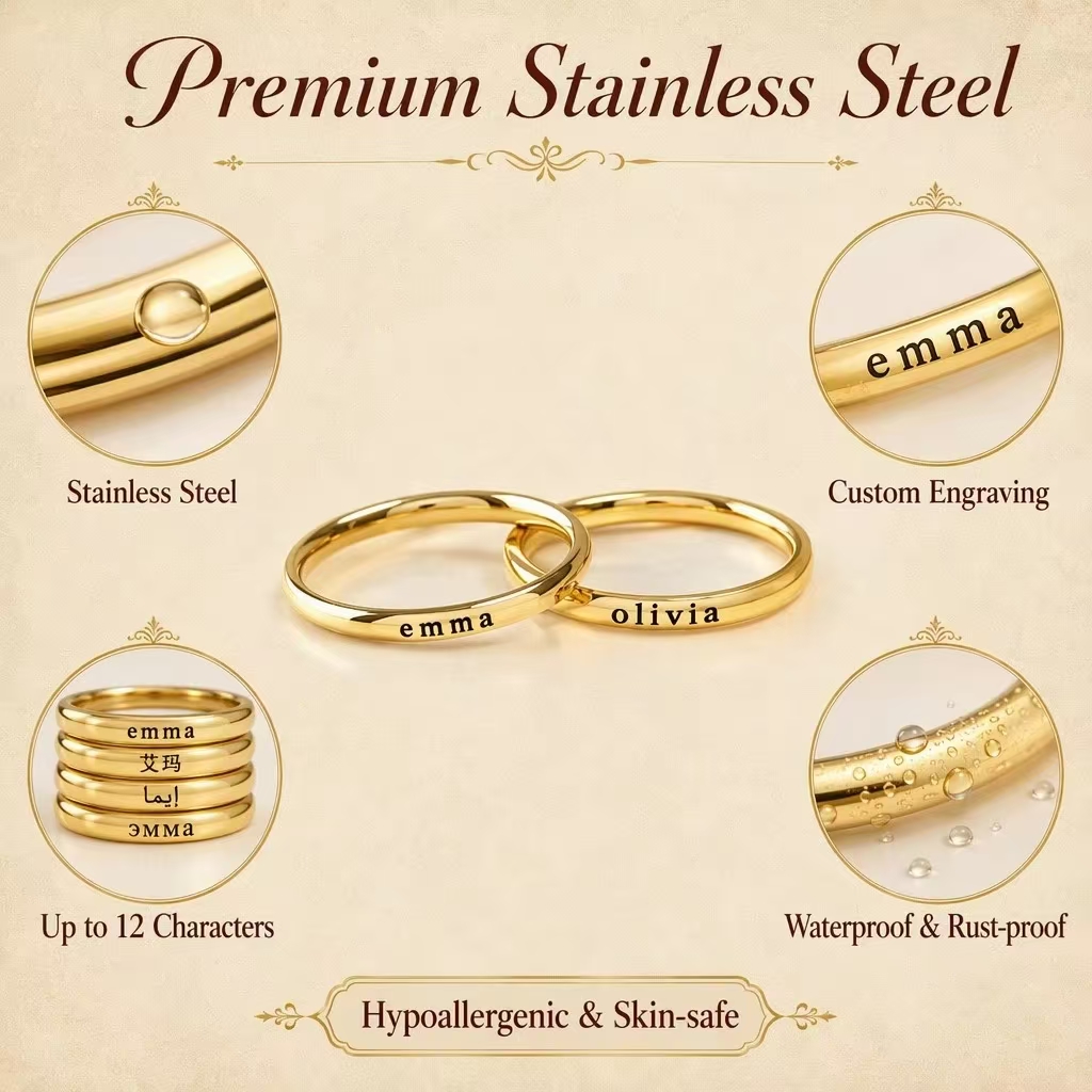 Personalized Engraved Name Rin - Initial Ring Custom ulasan dan harga