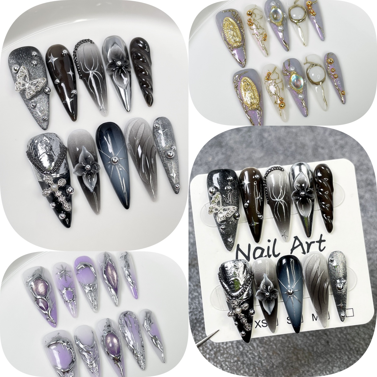 10Pcs Black Gradient Long Stil - Pressed Flower Art ulasan dan harga