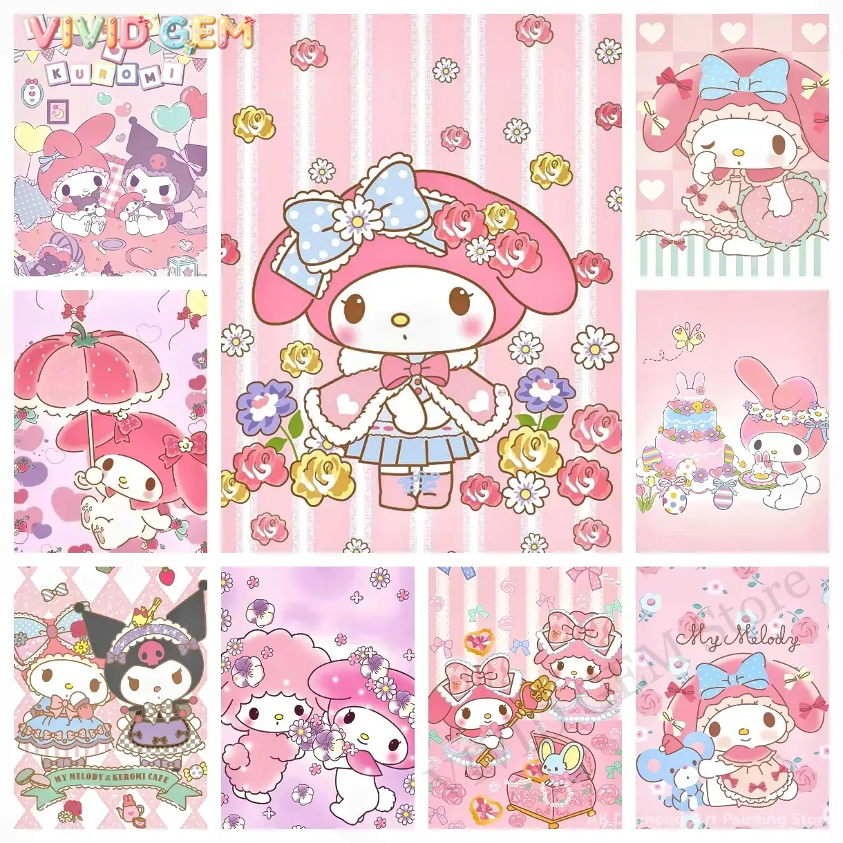 Diamond Painting My Melody San - Photo Mosaic Print ulasan dan harga